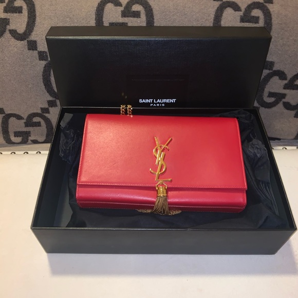 YSL RED WITH GOLD CHAIN PURSE - Picture 3 of 7
